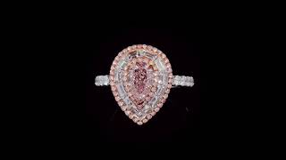 LC DIAMONDS | Fancy Brownish PInk Diamond Pear Shaped Ring with Diamond Baguettes