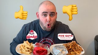 Comparing Bacon Cheeseburgers | Five Guys vs. Wendys | Saturday Celebration | The Boolin Boiii