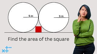 2 Circles One Square - Find the Area of the Square Stuck Between the Circles