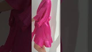 VICTORIA'S SECRET Flounce Satin Robe Fuchsia Frenzy