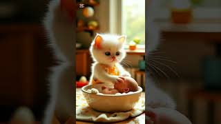 White Kitten saves baby #cat #shortsvideo #subscribe #shorts