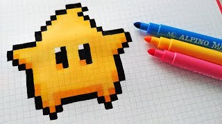 Handmade Pixel Art - How To Draw Kawaii Star from Super Mario #pixelart