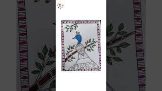 💙💚Madhubani painting/Madhubani Art/Indian Folk Art #viral #drawing #shorts #trending #madhubani