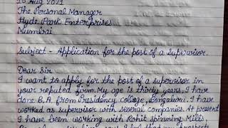 Write an Application for the Post of a Supervisor#Application for Job