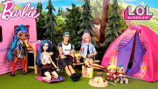 LOL Baby Goldie & Punk Boi Camping Outdoor Vacation with Barbie Family