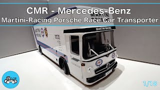 CMR Mercedes-Benz Martini-Racing Porsche Race Car Transporter (Mercedes-Benz 0317)  White 1/18