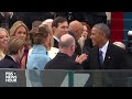 barack obama and joe biden enter inauguration day 2017 ceremony