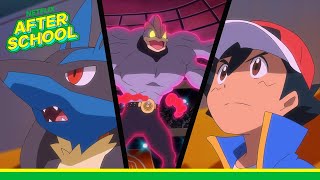 Gigantamax Machamp vs Mega-Evolved Lucario! | Pokémon Master Journeys | Netflix After School