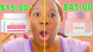 GLOW RECIPE vs. BLISS Skincare! WATERMELON MASK! Skincare Dupes! Skincare dupes for high end