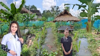 พื้นที่ครึ่งงานทำสวนหลังบ้าน🥬มีแหล่งอาหารครบปลากบผักผลไม้🐠🐸