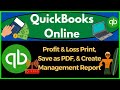 Profit & Loss Print, Save as PDF, & Create Management Report 3100 QuickBooks Online 2023