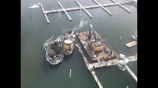 Sunken Boat Fire Recovery 2022 - BridgeView Marina Sarnia