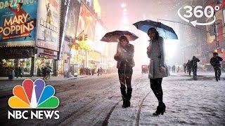 2017 Nor’easter Winter Storm Stella Envelops New York’s Times Square | 360 Video | NBC News