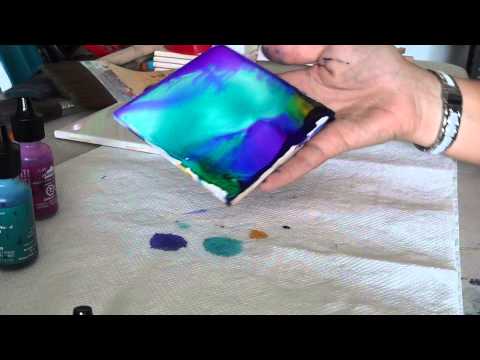 Alcohol ink tile coaster tutorial Alcohol ink tile coaster tutorial
