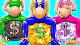 Rich vs Poor vs Giga Rich Pregnant | I Was Adopted by Billionaire Family by La La Life GOLD