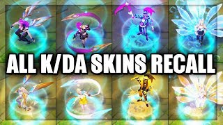 All KDA Skins + Prestige Edition KDA Recall Animations Akali KaiSa Ahri Evelynn - League of Legends