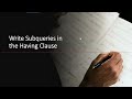 Writing SQL Subqueries in Having Clause | Essential SQL
