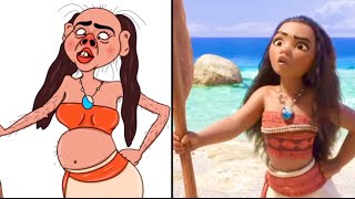 Moana \u0026 Maui funny face memes 😆 baby Moana drawing meme 😄 funny art