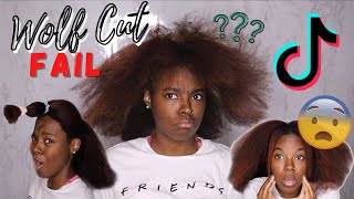 I Tried Doing A Wolf Cut to Add Layers to My Curly Natural Hair *EPIC FAIL* (Tik Tok Trend)