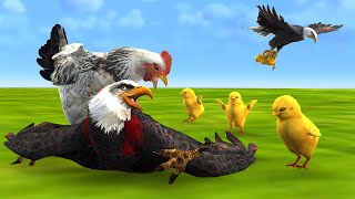 बहादुर मुर्गी और चील के बिच में लडाई Eagle and Hen Mother Protect & Save Baby Chicken Moral Stories