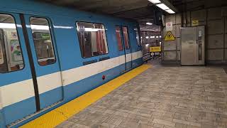 MR-73 Montreal Metro train slowly moving towards the track switch at Longueuil metro station 🟡