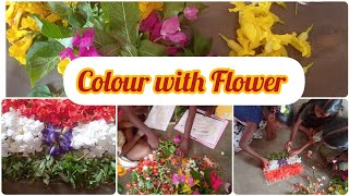 Colour with Flower Activity | రంగు రంగుల పూలతో రంగులు వేయడం |  @ School Activities Ap