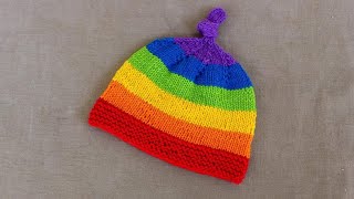 ถักนิตติ้งหมวกสีสายรุ้ง | Knit Baby Rainbow Hat | Rainbow Hat | Natthitah Handmade