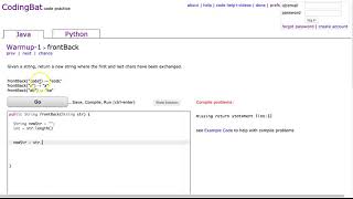 Codingbat - frontBack (Java)