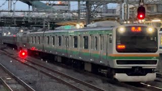 【E231系U508編成10両  車輪転削に伴う我孫子支所送り込み回送】E231系1000番台ﾔﾏU508編成が回送電車として大宮駅4番線を通過するシーン（回9590M）2024.10.6