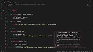 Bank Account program | OOPs in Python| #python #pythonprogramming #coding