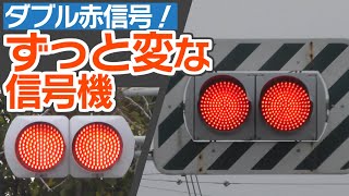 まるで踏切警報機！　東海エリアにある変な「赤赤信号機」