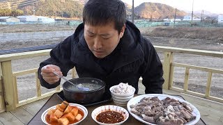 새 아이템! 가마솥에 삶은 [[소머리곰탕\u0026소머리수육(Ox Head Soup)]] 먹방!! - Mukbang eating show