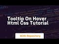 Tooltip on hover html css tutorial