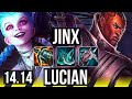 JINX & Zac vs LUCIAN & Taric (ADC) | 8k comeback, 8/2/6, 500+ games | NA Diamond | 14.14