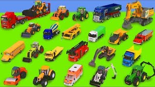 Excavadora Tractor Buldocer Carros Cargadora Camiones coche de policía y bomberos Excavator Toys