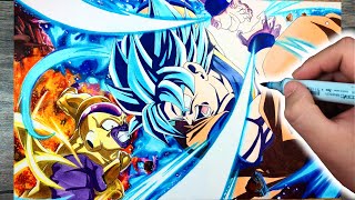 Drawing GOKU Ssj BLUE VS FRIEZA Golden FORM | EPIC Battle