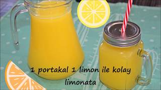 1 limon ve 1 portakal ile kolay limonata yapimi