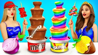 Expensive vs Cheap Chocolate Fountain Challenge | Rich vs Poor Fondue Battle by MEGA GAME