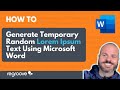 How to Generate Temporary Random Lorem Ipsum Text Using Microsoft Word