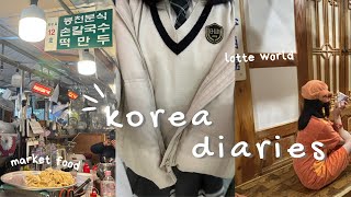 [en/jp] korea vlog🇰🇷: cafes, lotte world🏰, gwangjang market