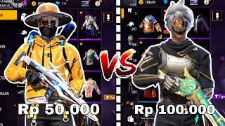 REVIEW AKUN FF Rp 50.000 VS Rp 100.000 ‼️KIRA KIRA AKU RUGI APA UNTUNG NIH GUYS ⁉️⁉️