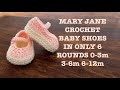 How to crochet easy baby Mary Jane booties sizes 0-3m 3-6m 6-12m beginner friendly