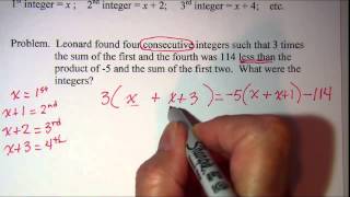 Consecutive Integer Word Problems 2