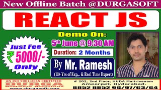 REACT JS Offline Training @ DURGASOFT