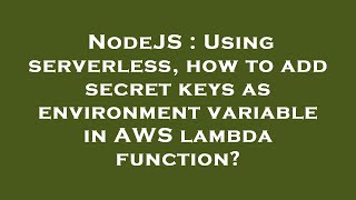 NodeJS : Using serverless, how to add secret keys as environment variable in AWS lambda function?