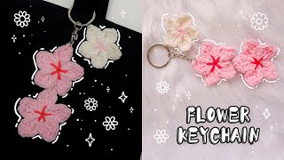 樱花钩针 Crochet flower tutorial for beginners ～Cherry Blossom flower  #crochet #cute #easy #keychain