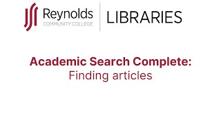 Academic Search Complete: Finding Articles