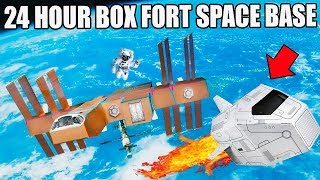 24 HOUR BOX FORT SPACE BASE CHALLENGE!! 📦🚀  Visiting A Planet, Box Fort Lander & More!