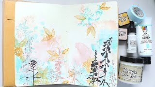 Dylusions Creative Journal Layout No. 1 Floral | Mixed Media Tutorial