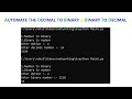 Python Program to convert decimal to binary & Binary to decimal | Automate the binary to decimal ver